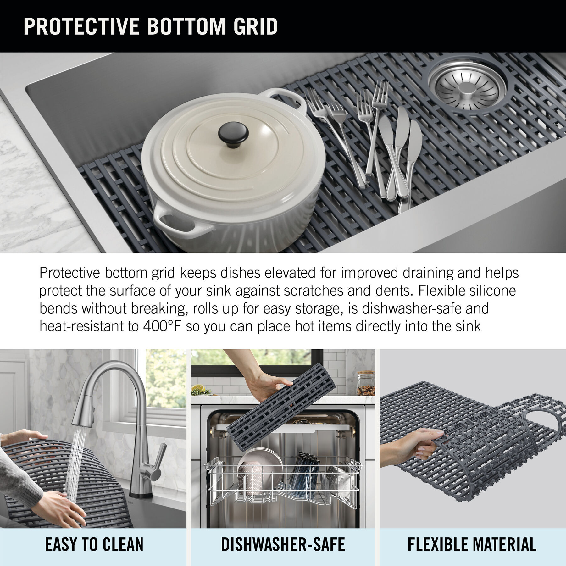 Lavabo de cocina para reacondicionamiento estilo campestre/borde delantero con un receptáculo de acero inoxidable calibre 16 de 30", para instalación de montaje bajo encimera/encastrado con accesorios, imagen 1